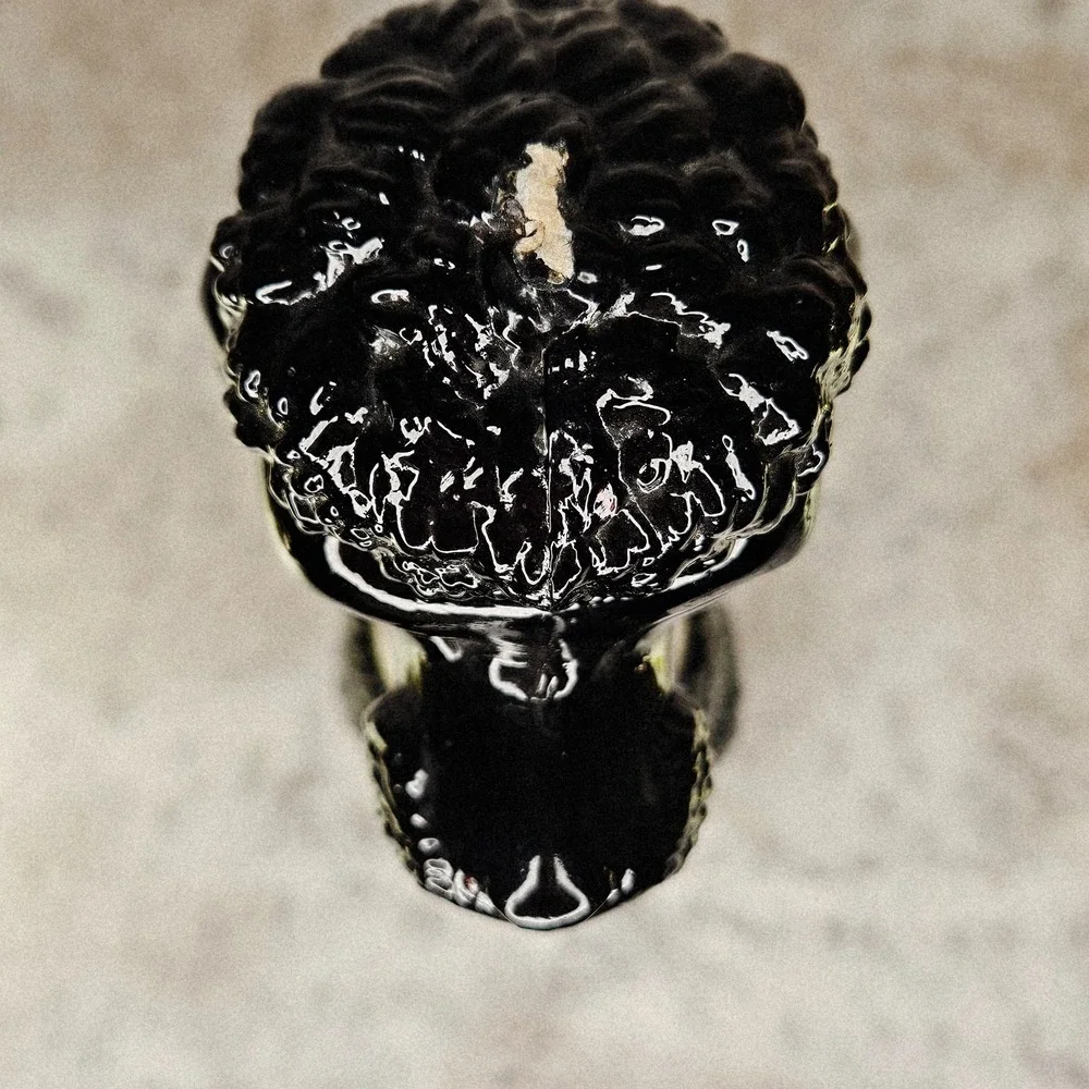 Vtg 1971 Black Glass Sitting Poodle Dog‎ Wine Decanter Bottle Detroit MI Italy